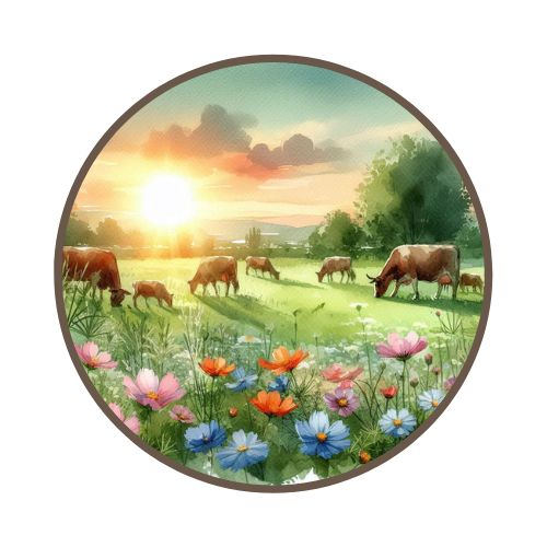 free range cow/ruminant grazing in forest