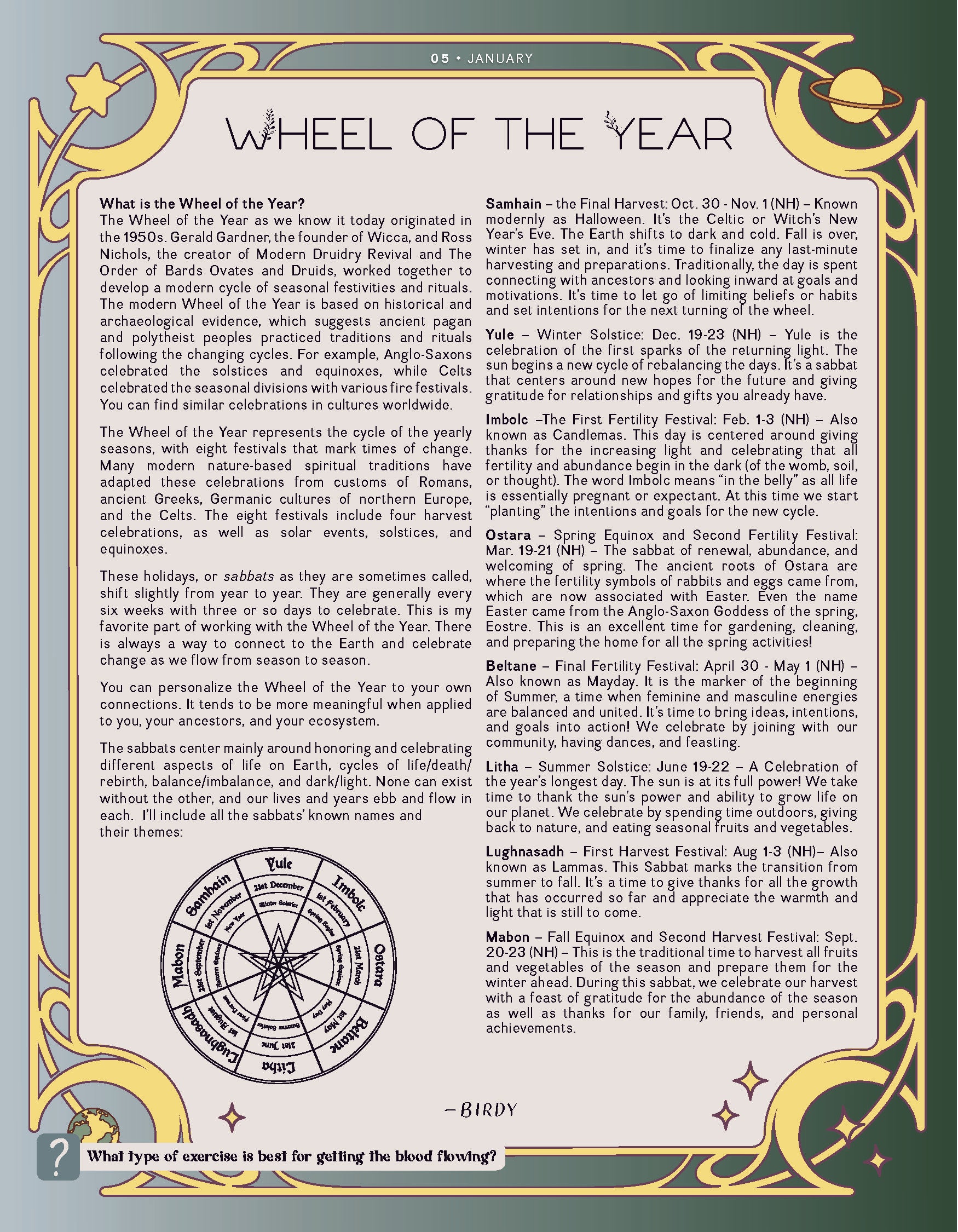 Wheel of the year article by Birdy from Almanac 2024
