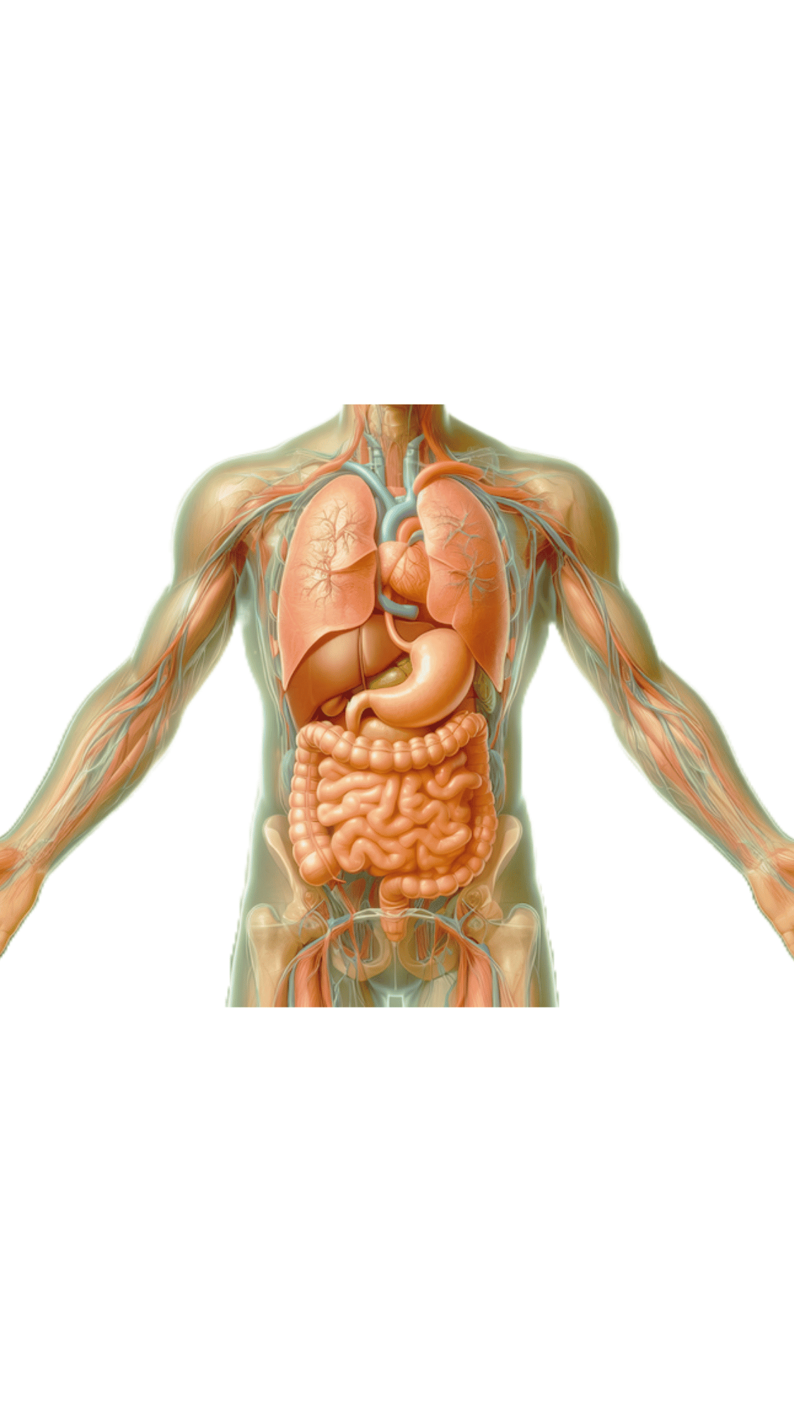 A square icon on a white background showing a small, isolated anatomical illustration of a human torso. The diagram highlights the internal organs within the chest and abdominal cavity.