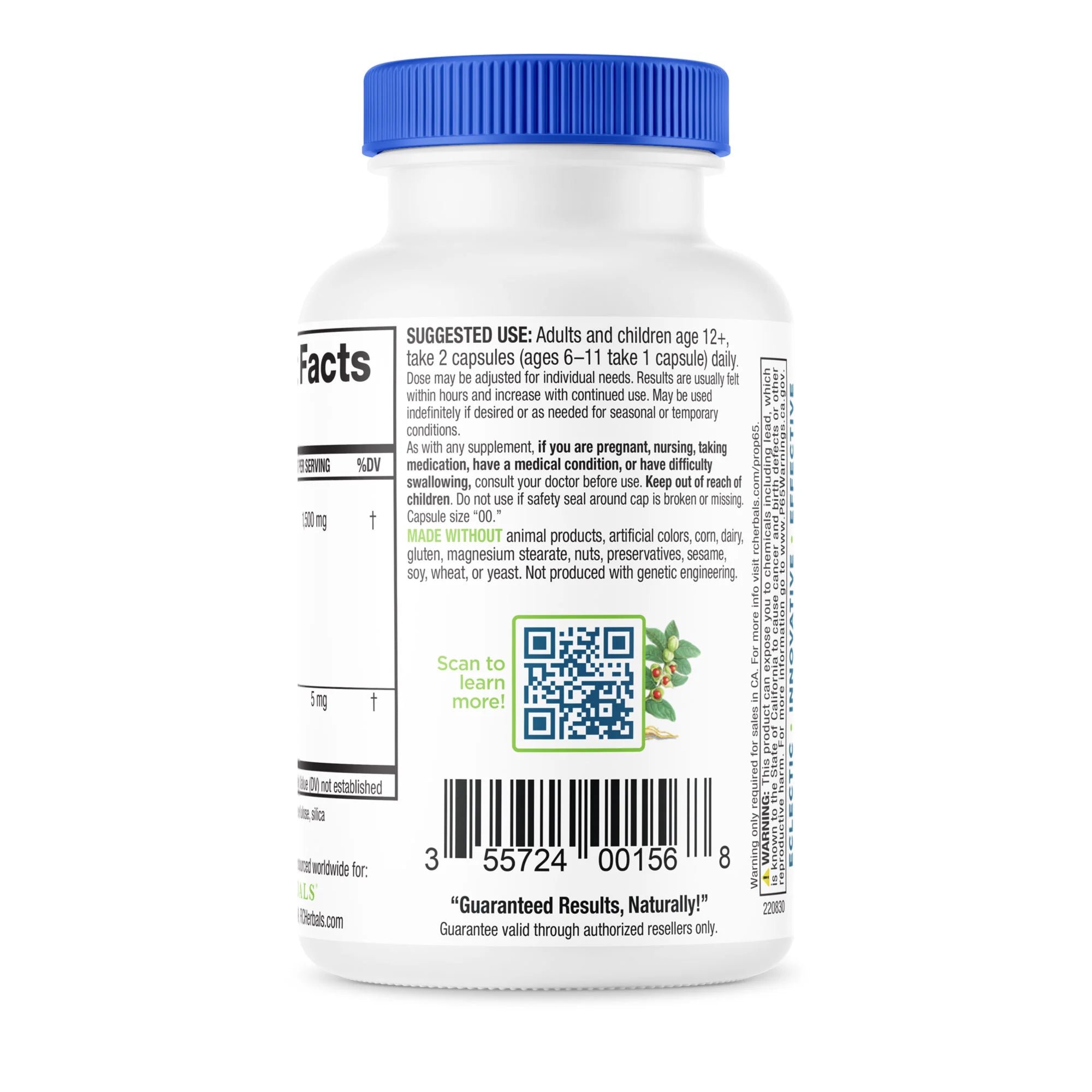 ClearLungs Extra Strength bottle showing usage instructions, manufacturing details, and a QR code for more information.