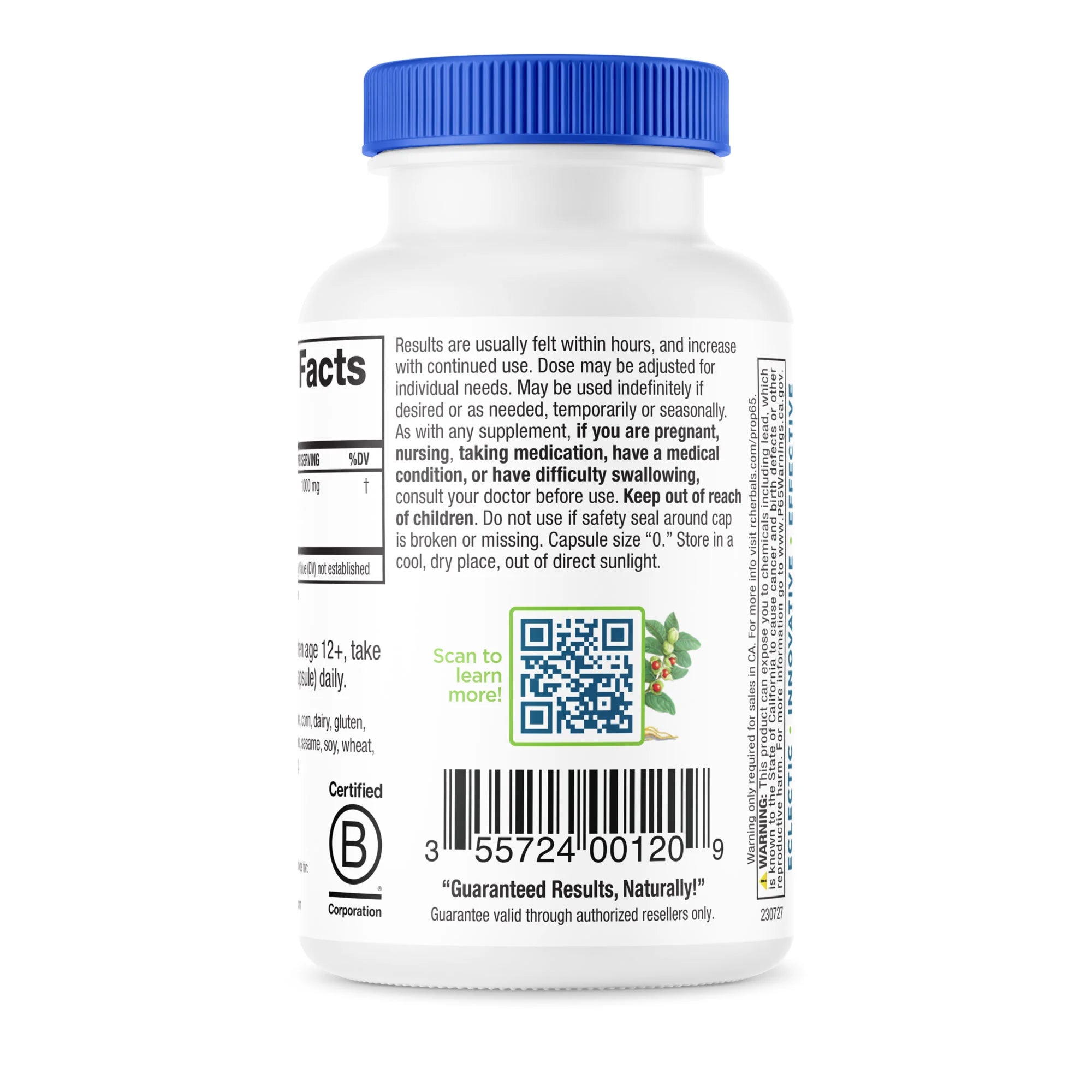 Airway Clear bottle showing usage instructions, manufacturing details, and a QR code for more information.