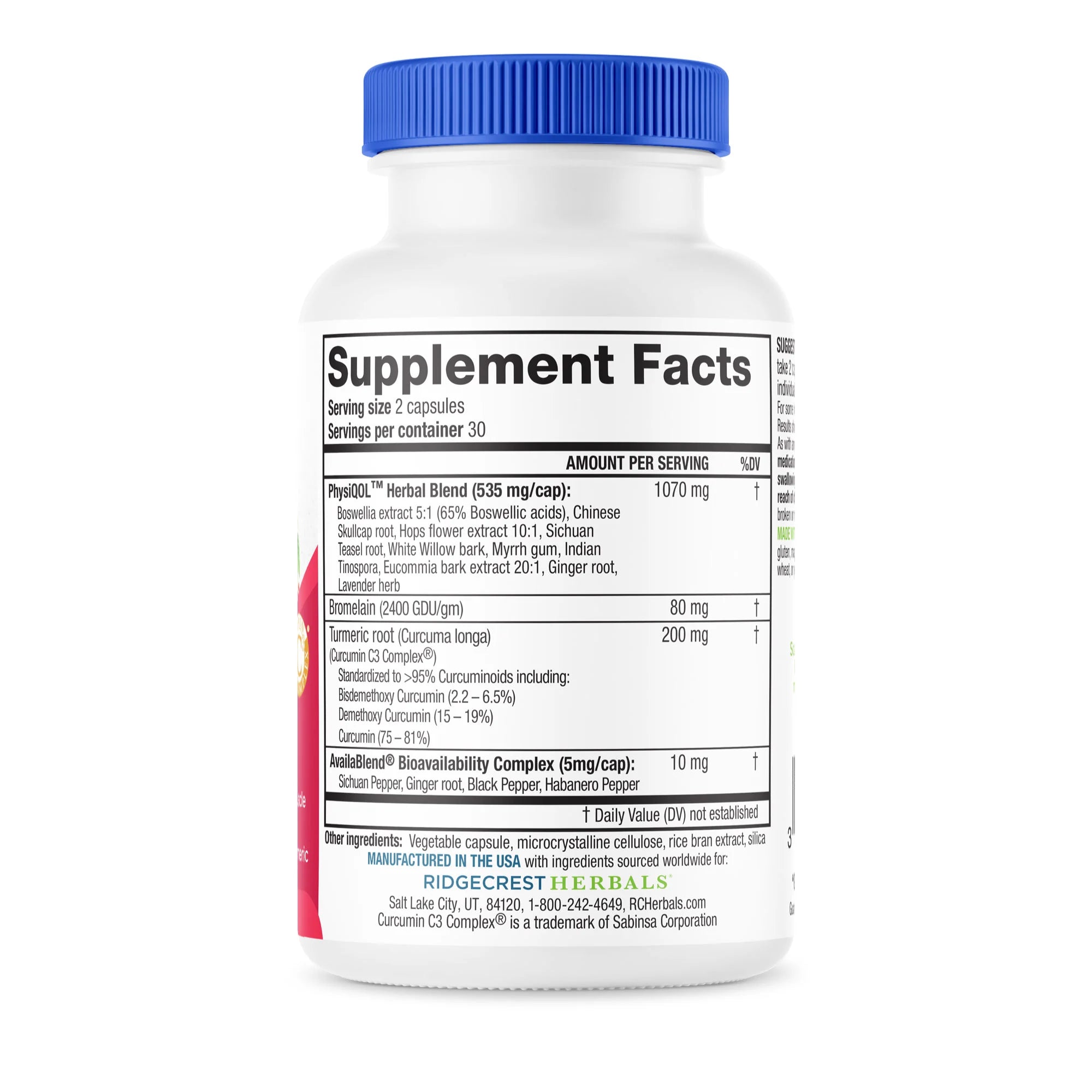 Close-up of PhysiQOL's nutrition label showing detailed ingredient and dosage information.